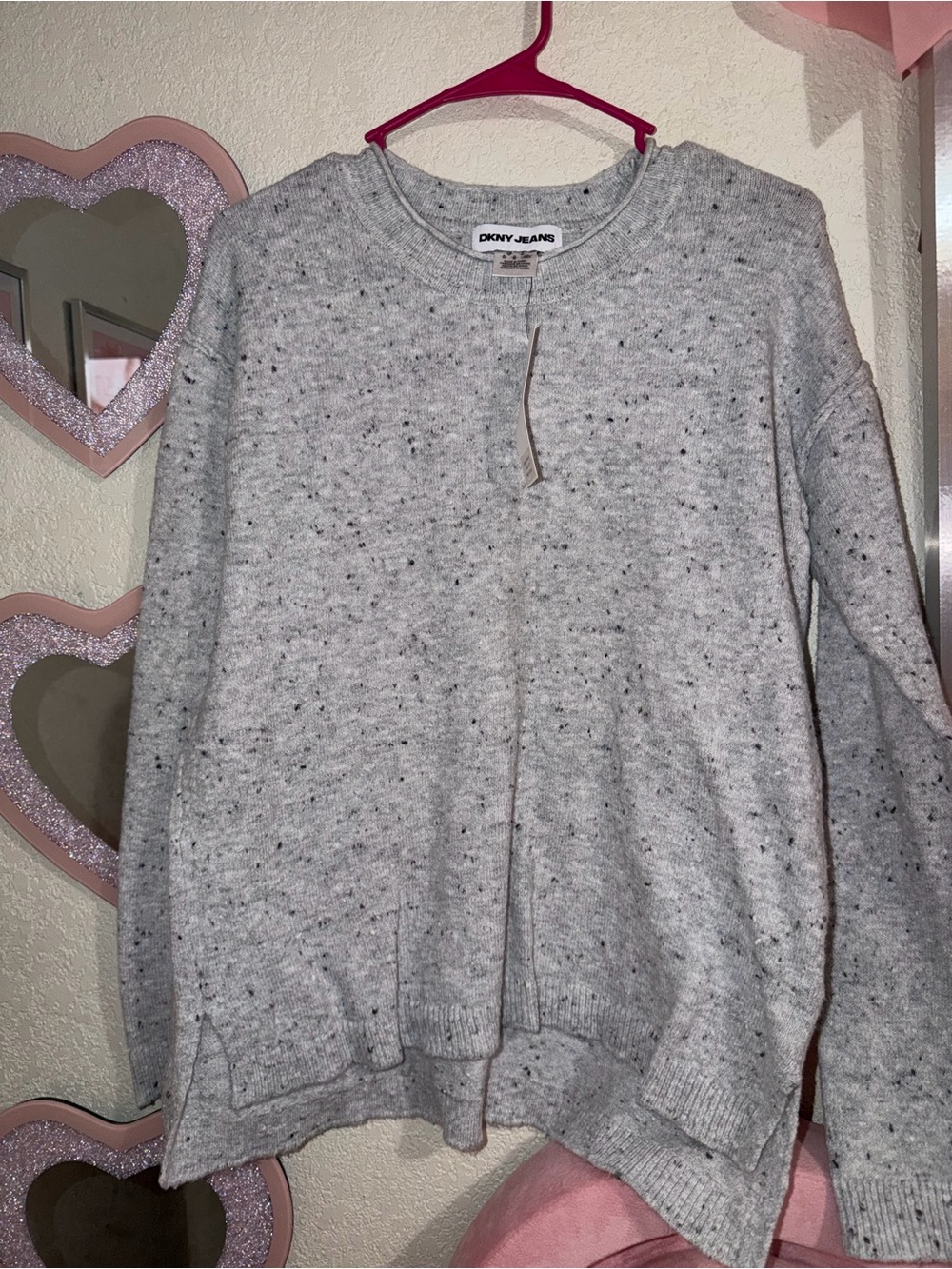 DKNY Gray Speckled Crewneck Sweater